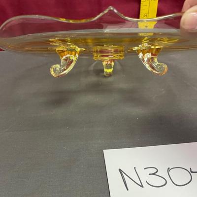 Vintage Fostoria yellow glass footed platter