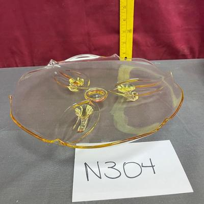 Vintage Fostoria yellow glass footed platter