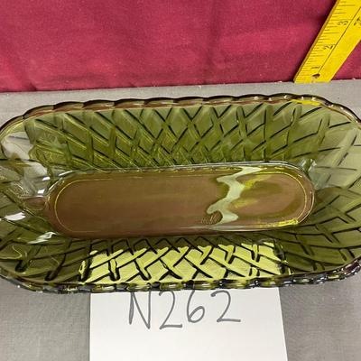 Vintage retro avocado Indiana glass bowl
