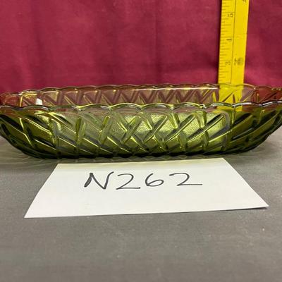 Vintage retro avocado Indiana glass bowl