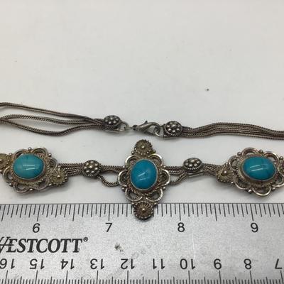 Vintage RHA Turquoise 925 Silver Pendants and Chain