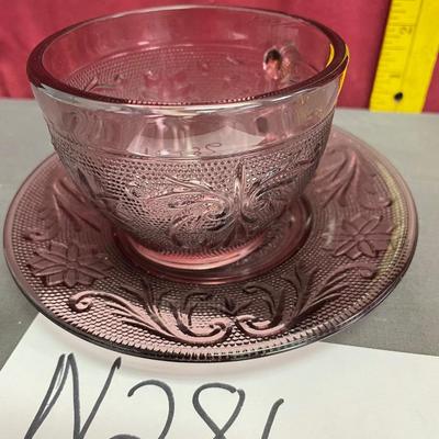 Indiana Glass tiara amethyst purple cup& saucer