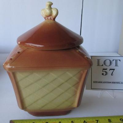 Vintage Brush Pottery Cookie Jar, Eagle Finial, Marked Brush on Bottom