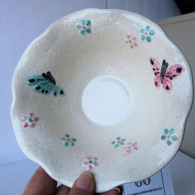 1950s Hull Pottery Butterfly Bowl, Ruffled Rim