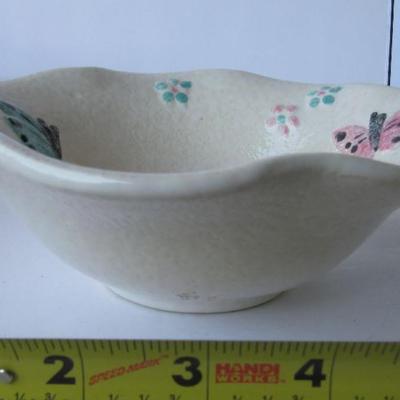 1950s Hull Pottery Butterfly Bowl, Ruffled Rim