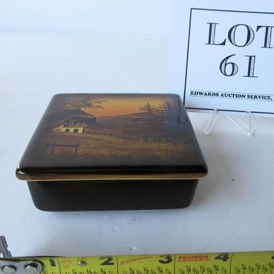Vintage German Majolica Cigarette or Trinket Box, Marked on Bottom