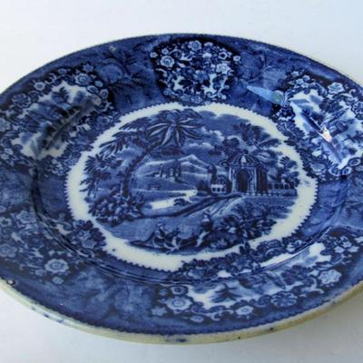 Old Patrus Regout & Co Maastrich Holland Blue Transferware Plate, Marked on Back