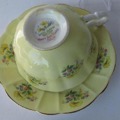 Lot of Vintage Dishes: Ironstone Tea Leaf Soup Bowl, Lusterware Plate and Cup/Saucer Sets