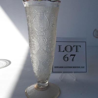 Older Harp Pattern Vase, 1 Heisey Ice Cream Dish, 1 Unmarked Ice Cream Dish