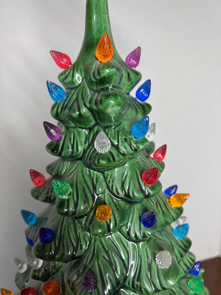 Large ceramic vintage light up Christmas tree