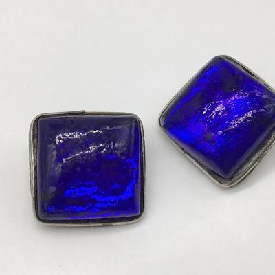 Vintage Cobalt Blue Glass Earrings