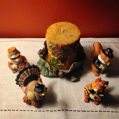 Cute Thanksgiving  Creature Set With Candle