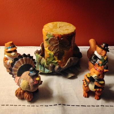 Cute Thanksgiving  Creature Set With Candle