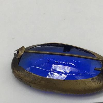 Vintage Blue Glass Brooch