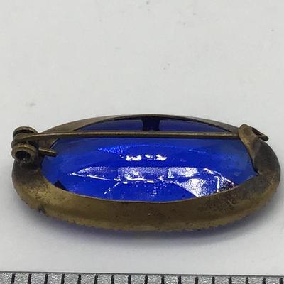 Vintage Blue Glass Brooch