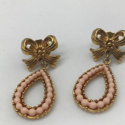 Vintage Avon Bow Pink Earrings