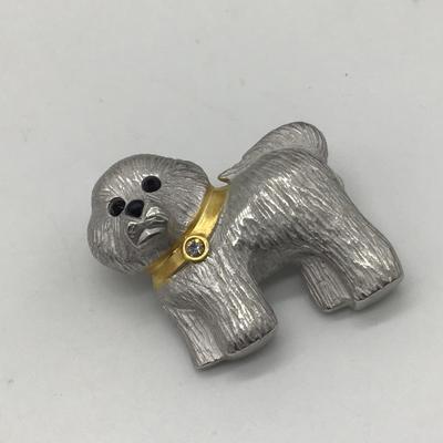 Bichon Frise Dog Pin / Brooch PD Premier Designs Silver Tone Small