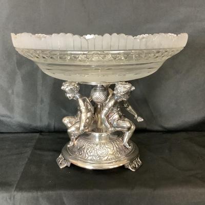 Lot. 6058 Vintage Pairpoint Quadruple Plated Pedestal and Cut Glass Centerpiece Bowl