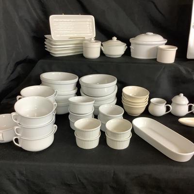 Lot  6062. Large Lot of White Stoneware ( 61 pcs )