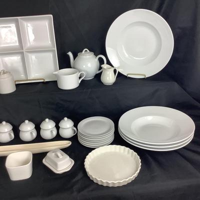 Lot  6062. Large Lot of White Stoneware ( 61 pcs )