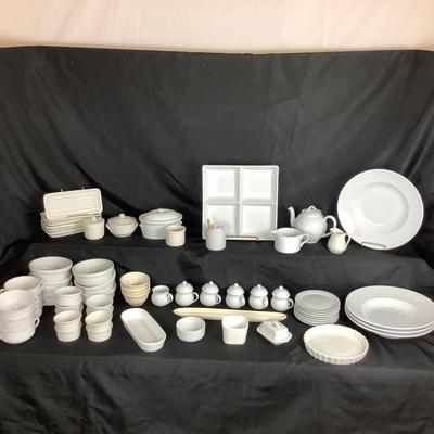 Lot  6062. Large Lot of White Stoneware ( 61 pcs )