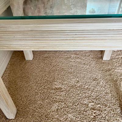 White Wood and Glass End Table  (DR- JM)