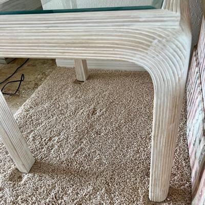 White Wood and Glass End Table  (DR- JM)