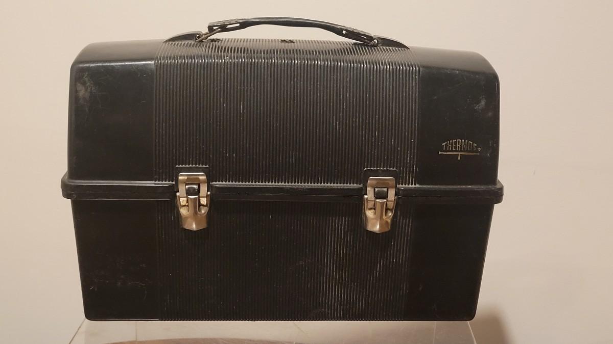 Lot 134 Vintage Black Thermos Lunch Box