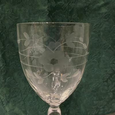 Set of 4 Vintage Lennox cut crystal etched wine glasses