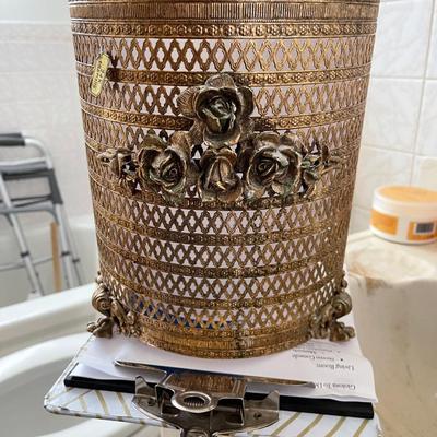 Gold tone Waste Basket