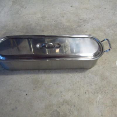 Large, Stainless Steel Fish Poacher with Perforated Insert- Approx 24 ...