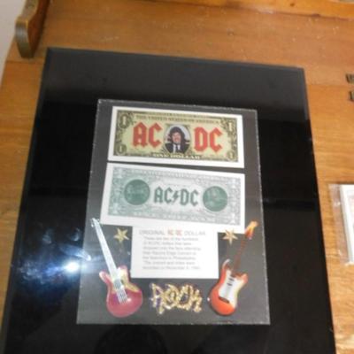 The Original AC/DC Dollar Bill on Display with Trading Cards ...