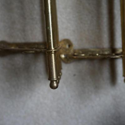 ANTIQUE BRASS SHELVES OF BARS W/PRESSED DESIGN 19" LONG