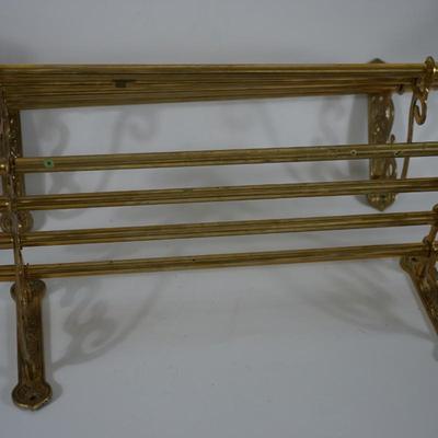 ANTIQUE BRASS SHELVES OF BARS W/PRESSED DESIGN 19" LONG