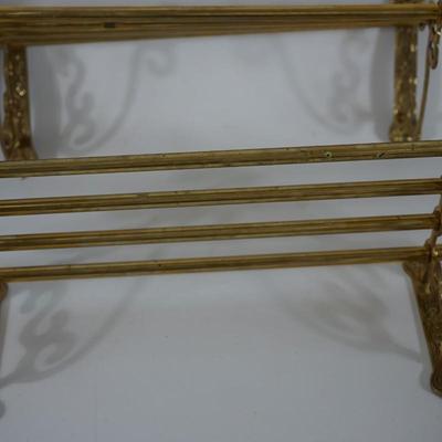 ANTIQUE BRASS SHELVES OF BARS W/PRESSED DESIGN 19" LONG