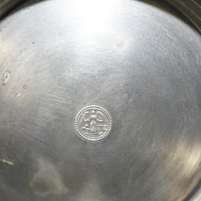 ANTIQUE GERMAN HEAVY RELIEF STEINS. OPEN WING ANGEL HALLMARK ON TWO.