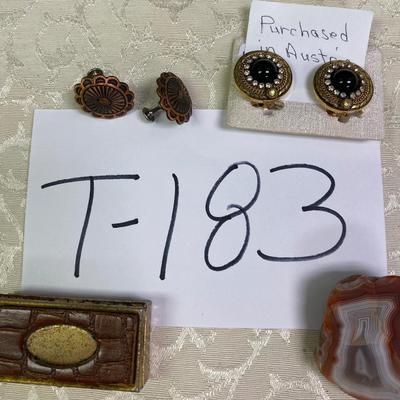 Pill Box and Clip Earrings