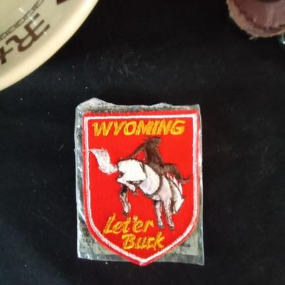SPURS-RODEO PATCH-CLAY JUG-POCKET KNIFE AND RODEO PLATE