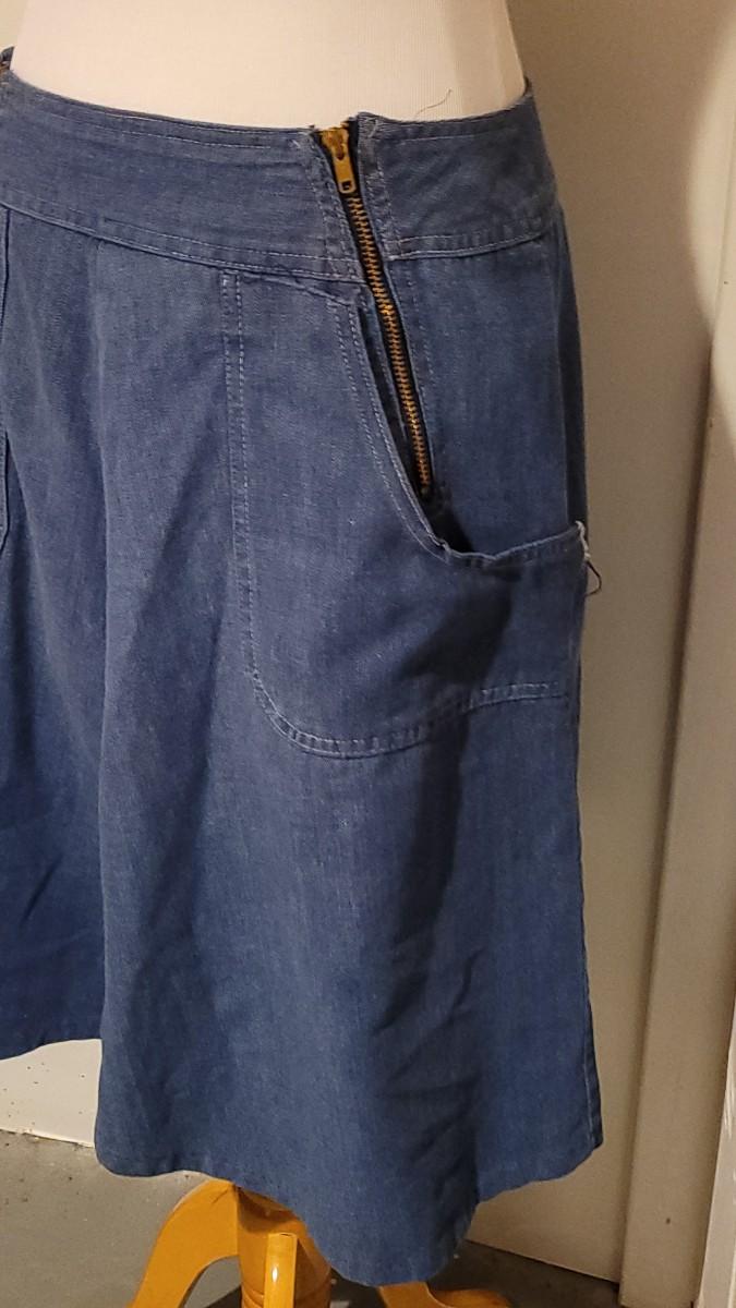 Lot 224 Mid Century JCPenney Double Zipper Denim Skirt