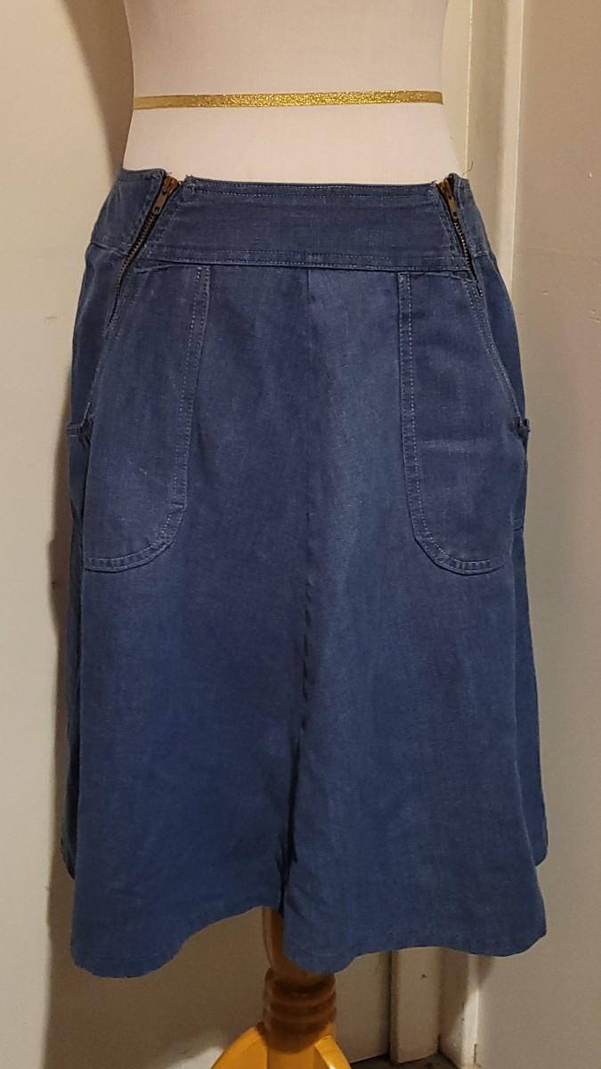 Lot 224 Mid Century JCPenney Double Zipper Denim Skirt