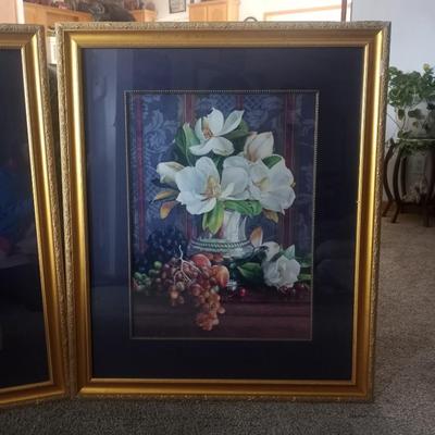 TWO FRAMED FLOWER PICTURES