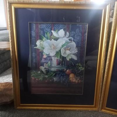 TWO FRAMED FLOWER PICTURES