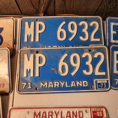 6 Pair Vintage D.C. Maryland Car License Plates