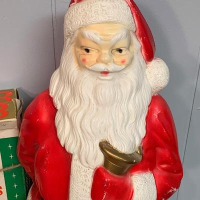 Lot 68R: Vintage Christmas: Santa Blow Mold, Lights in Box, Bell in Box & More