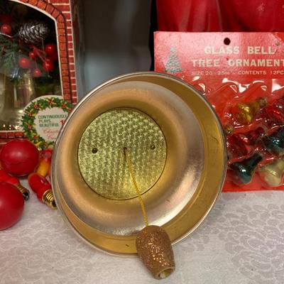 Lot 68R: Vintage Christmas: Santa Blow Mold, Lights in Box, Bell in Box & More