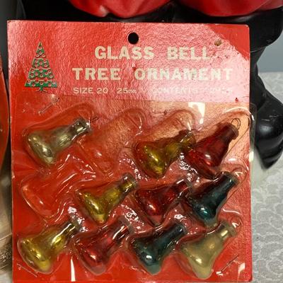 Lot 68R: Vintage Christmas: Santa Blow Mold, Lights in Box, Bell in Box & More