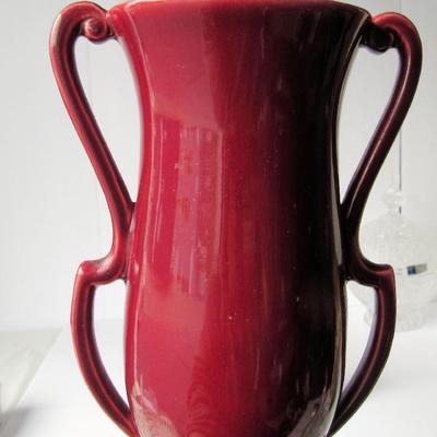 Old Red Wing Handled Vase, #1355, USA