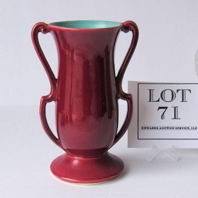 Old Red Wing Handled Vase, #1355, USA