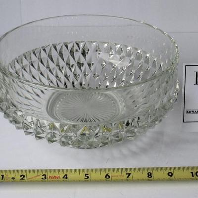 Large Indiana Glass Diamond Point Heavy Glass Serving Bowl