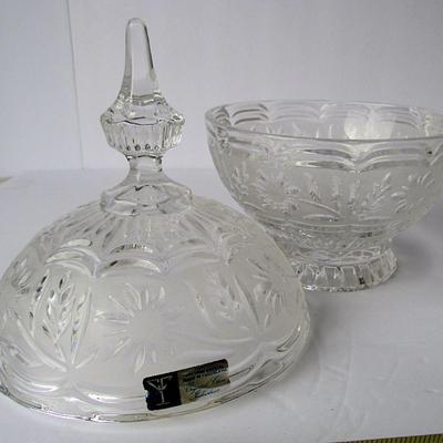 Fancy Hand Cut Lead Glass Covered Candy Dish, Yugoslovia
